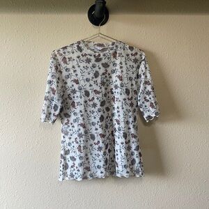Next Floral Print Blouse - White and Brown